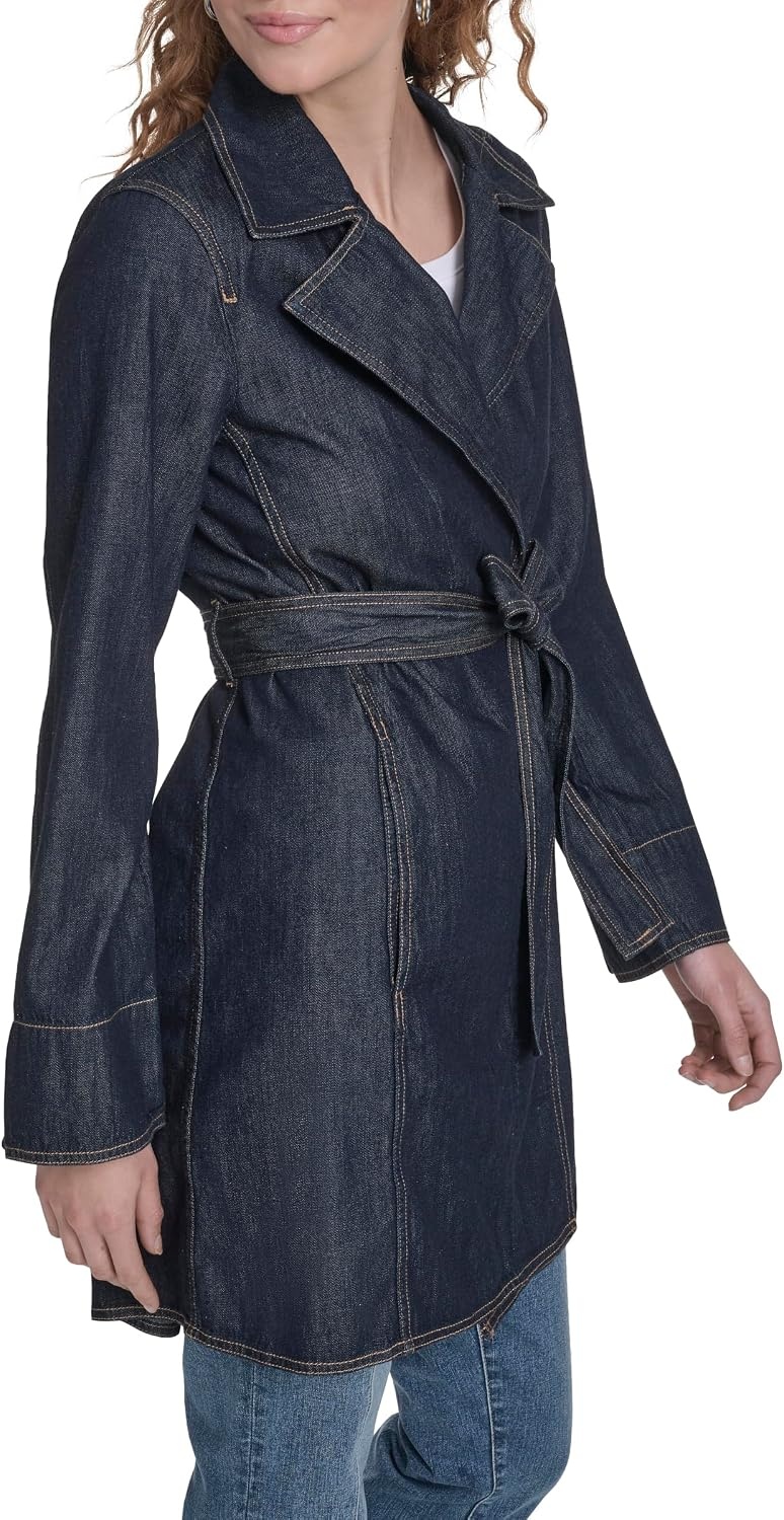 image:imageNautica Womens Denim Jean Trench Jacket OuterwearRinse