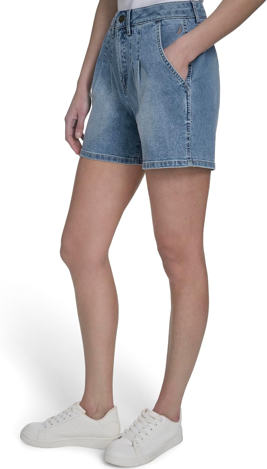 image:imageNautica Womens Denim Pleated Jean Fashion ShortsLola Wash