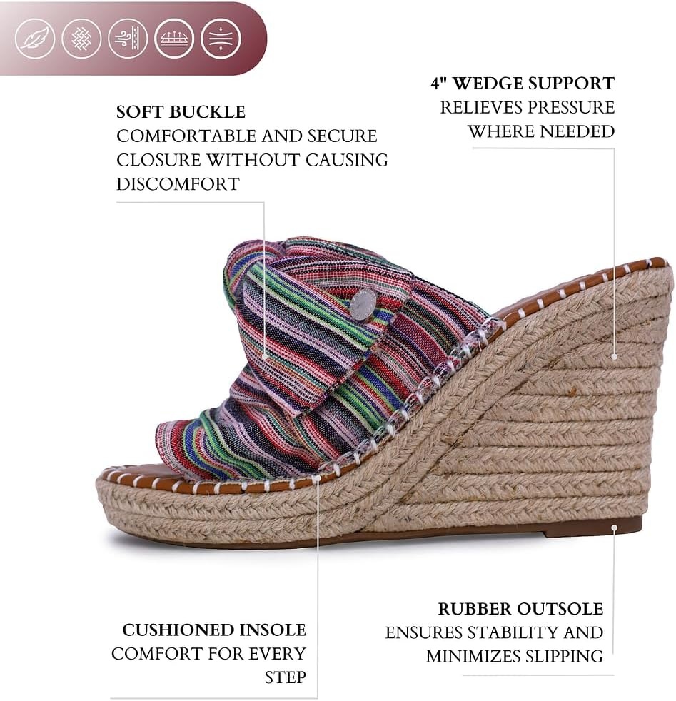 image:imageNautica Womens Espadrille Wedges for Women Platform Sandals SlipOn Knot Bow Summer Shoes with Woven Rope HeelBeach Multi