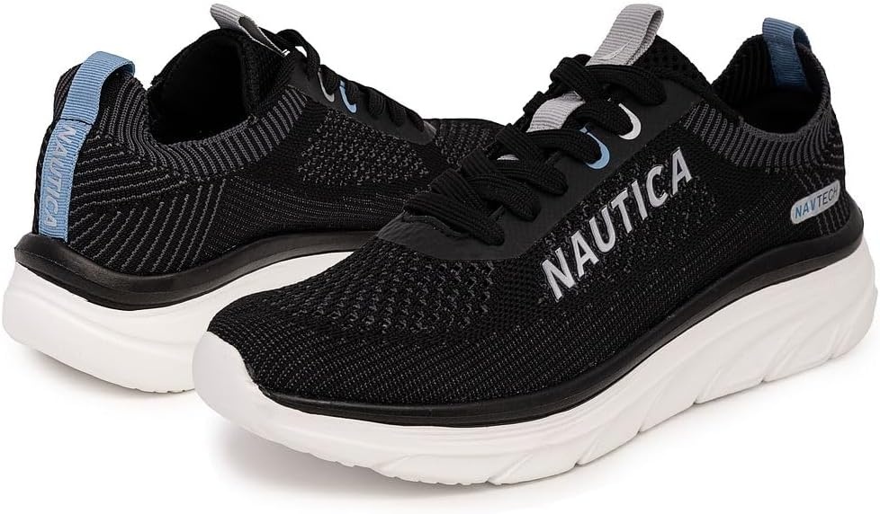 image:imageNautica Womens Fashion Sneaker LaceUp Running Shoe Casual Max Cushioning Walking Tennis SneakerBlackvenera