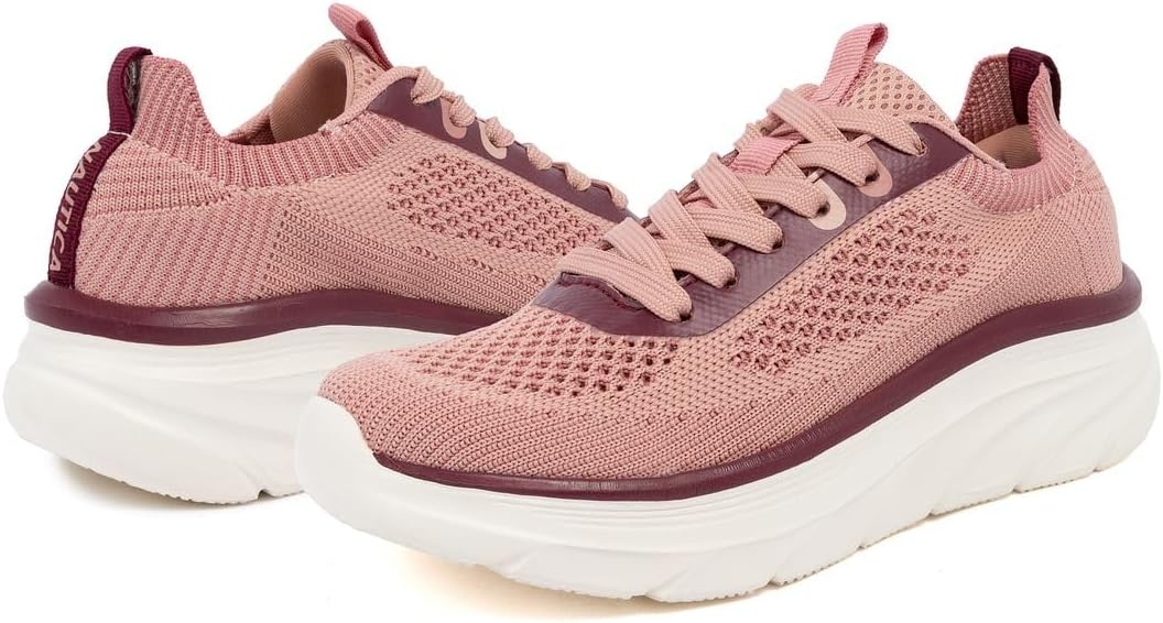 image:imageNautica Womens Fashion Sneaker LaceUp Running Shoe Casual Max Cushioning Walking Tennis SneakerMauve Burgundyvenera