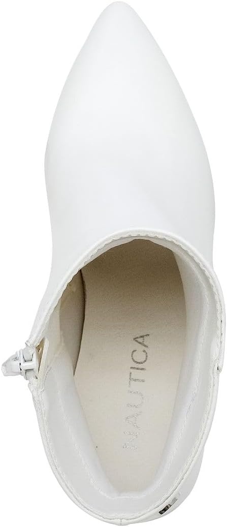image:imageNautica Womens Heeled Ankle Bootie with Pointed Toe Block Heel and Side Zipper for Winter YevaWhite