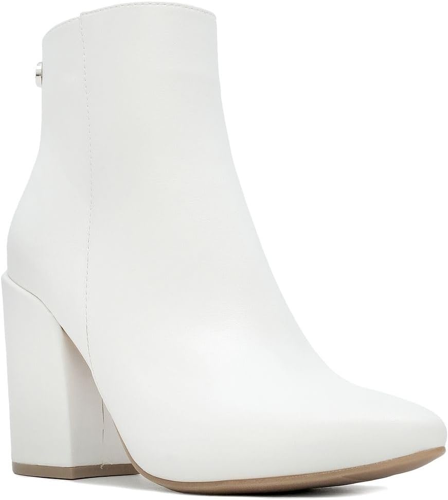 image:imageNautica Womens Heeled Ankle Bootie with Pointed Toe Block Heel and Side Zipper for Winter YevaWhite
