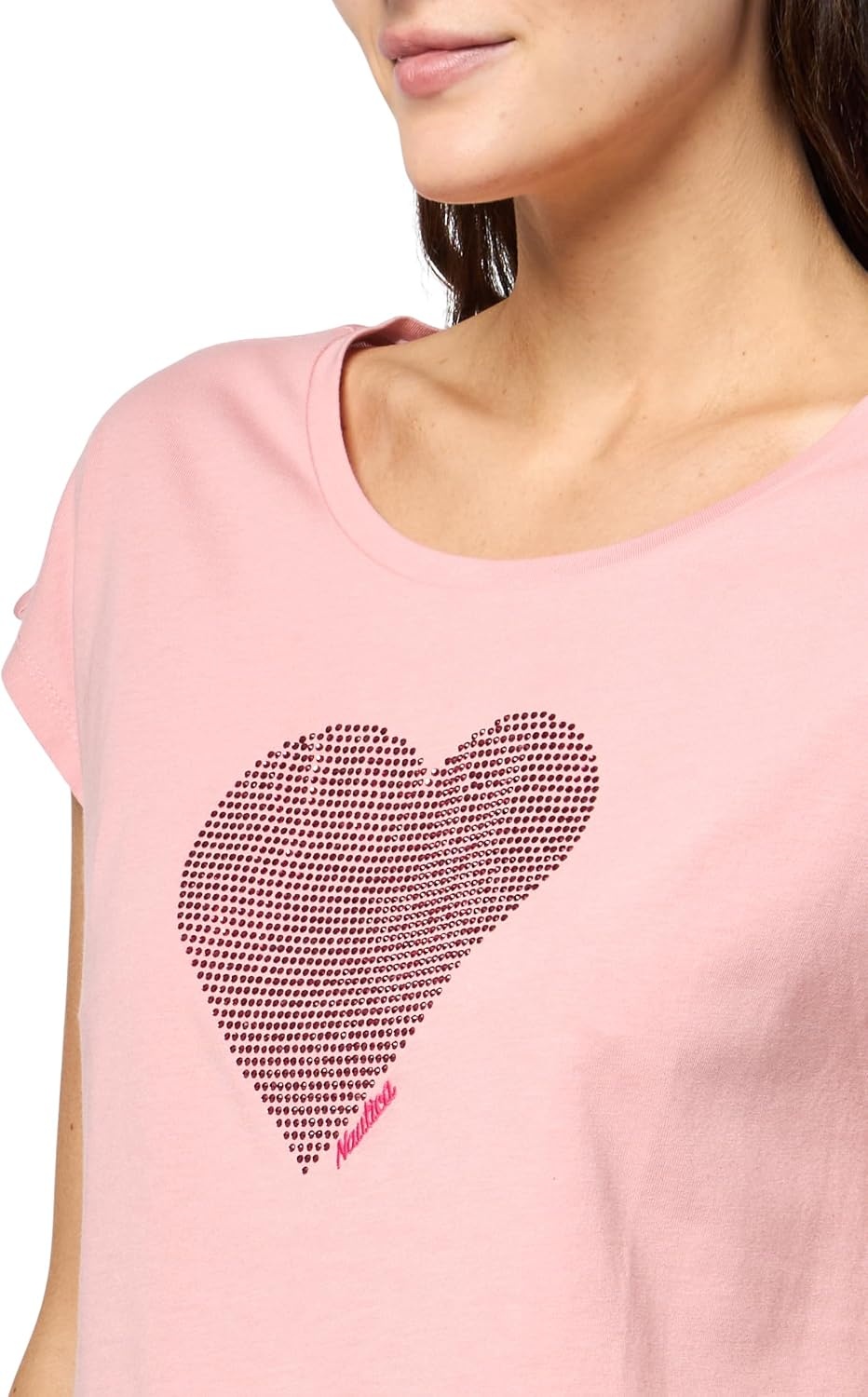 image:imageNautica Womens Hotfix Short Sleeve Heart Graphic TeeBridal Rose