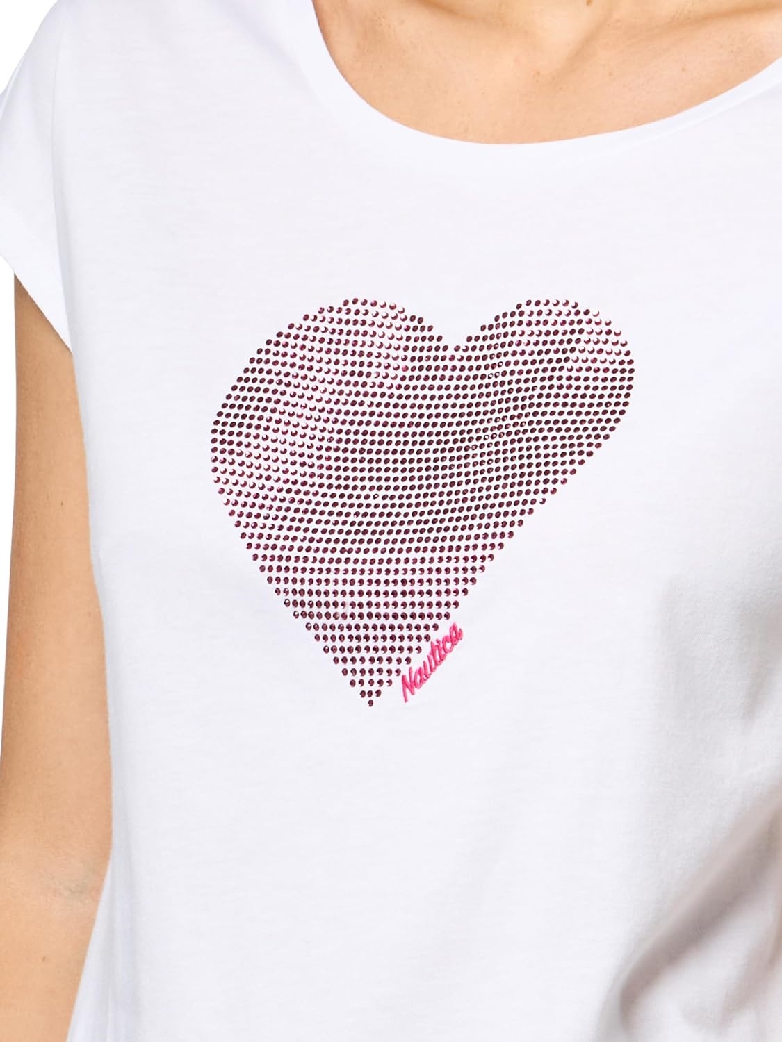 image:imageNautica Womens Hotfix Short Sleeve Heart Graphic TeeBright White