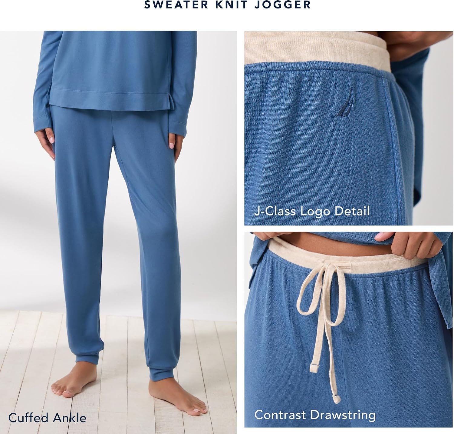 image:imageNautica Womens Jogger Pajama Pants with Pockets Soft Lightweight amp Cozy Sweater Knit PJ Bottoms Sleepwear amp LoungewearBurgundy