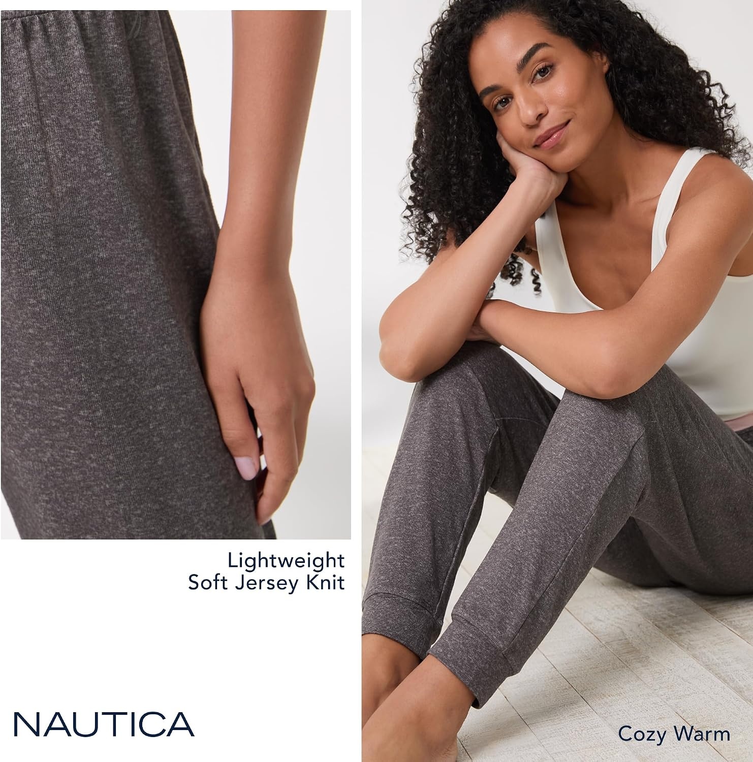 image:imageNautica Womens Jogger Pajama Pants with Pockets Soft Lightweight amp Cozy Sweater Knit PJ Bottoms Sleepwear amp LoungewearOatmeal Heather