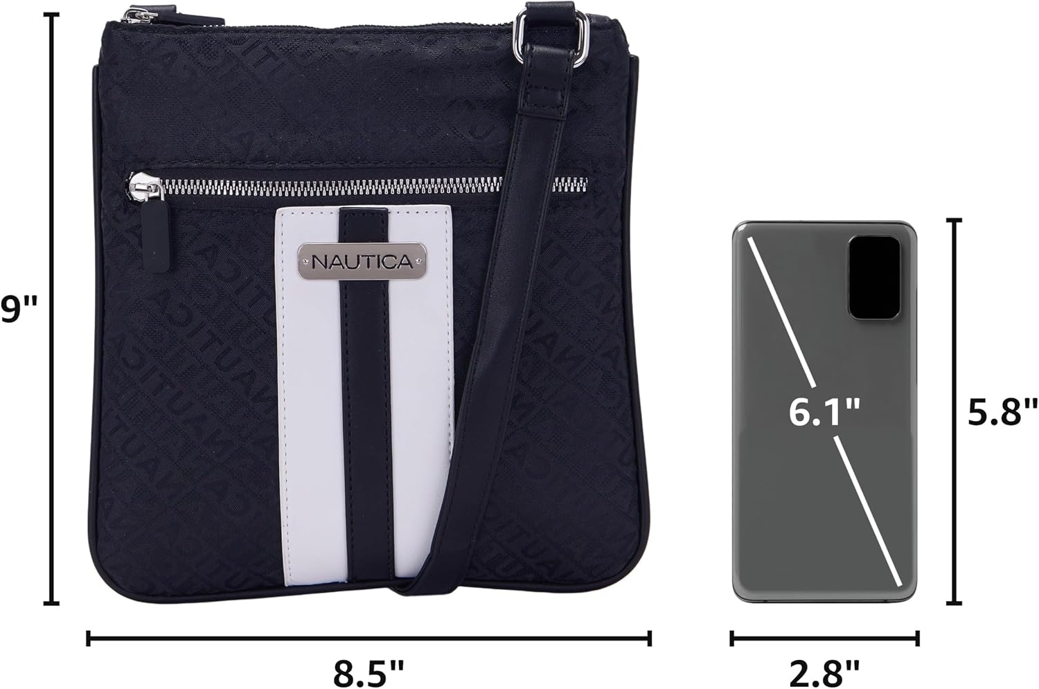 image:imageNautica Womens Lakeside Signature North South Crossbody BagBlack