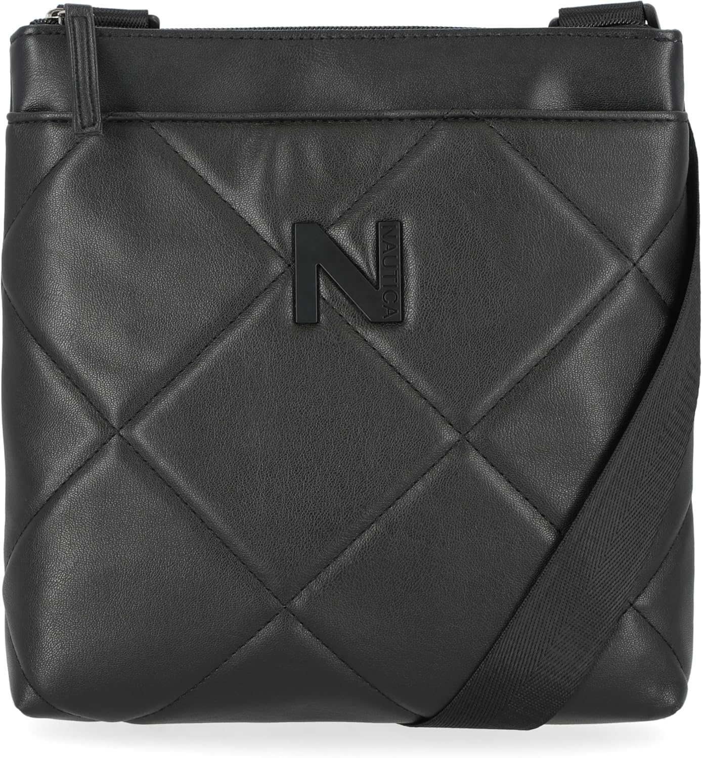 image:imageNautica Womens Lakeside Signature North South Crossbody BagBlack Marquise Quilt
