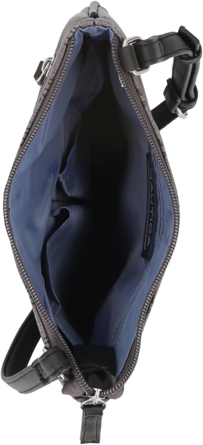 image:imageNautica Womens Lakeside Signature North South Crossbody BagBlack Patent