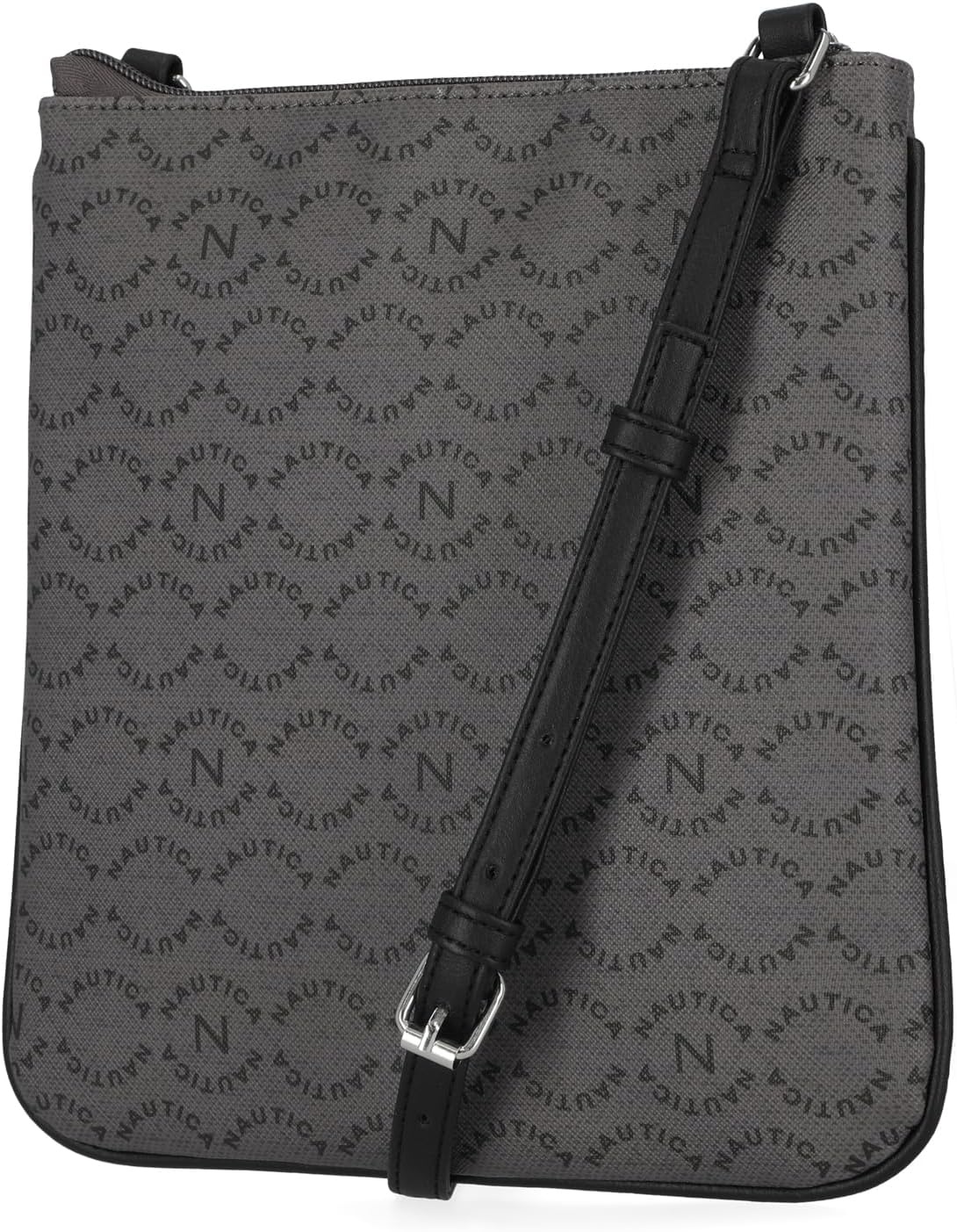 image:imageNautica Womens Lakeside Signature North South Crossbody BagBlack Patent