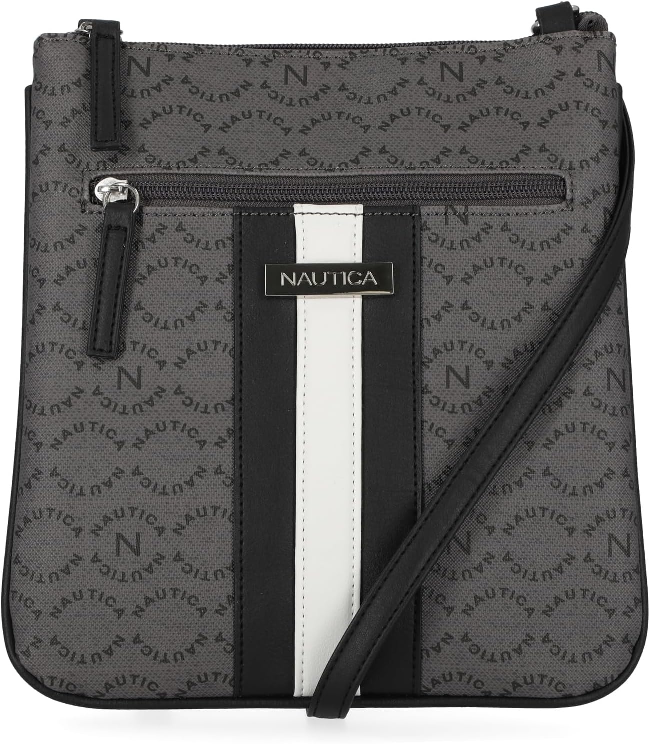 image:imageNautica Womens Lakeside Signature North South Crossbody BagBlack Patent