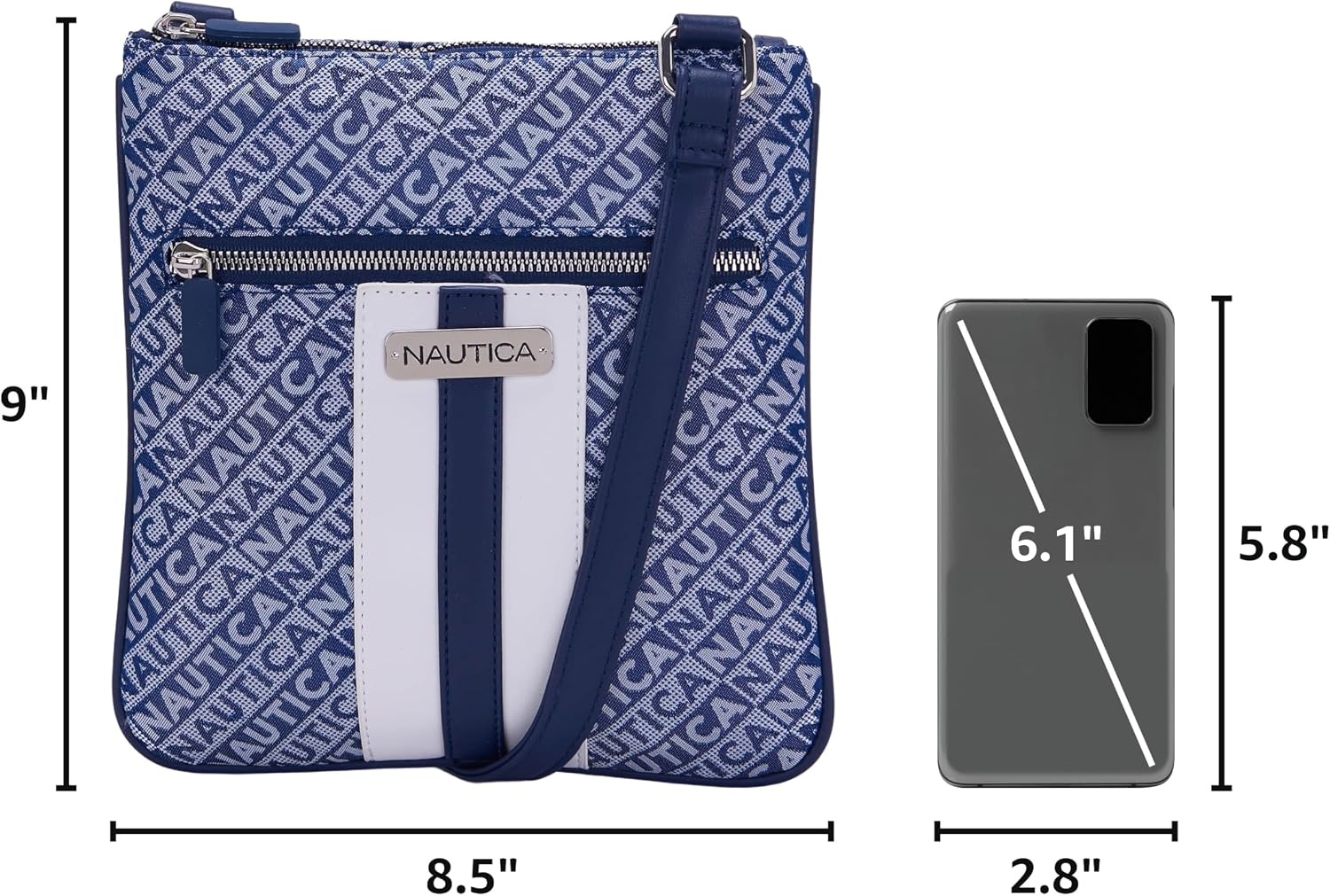 image:imageNautica Womens Lakeside Signature North South Crossbody BagIndigo