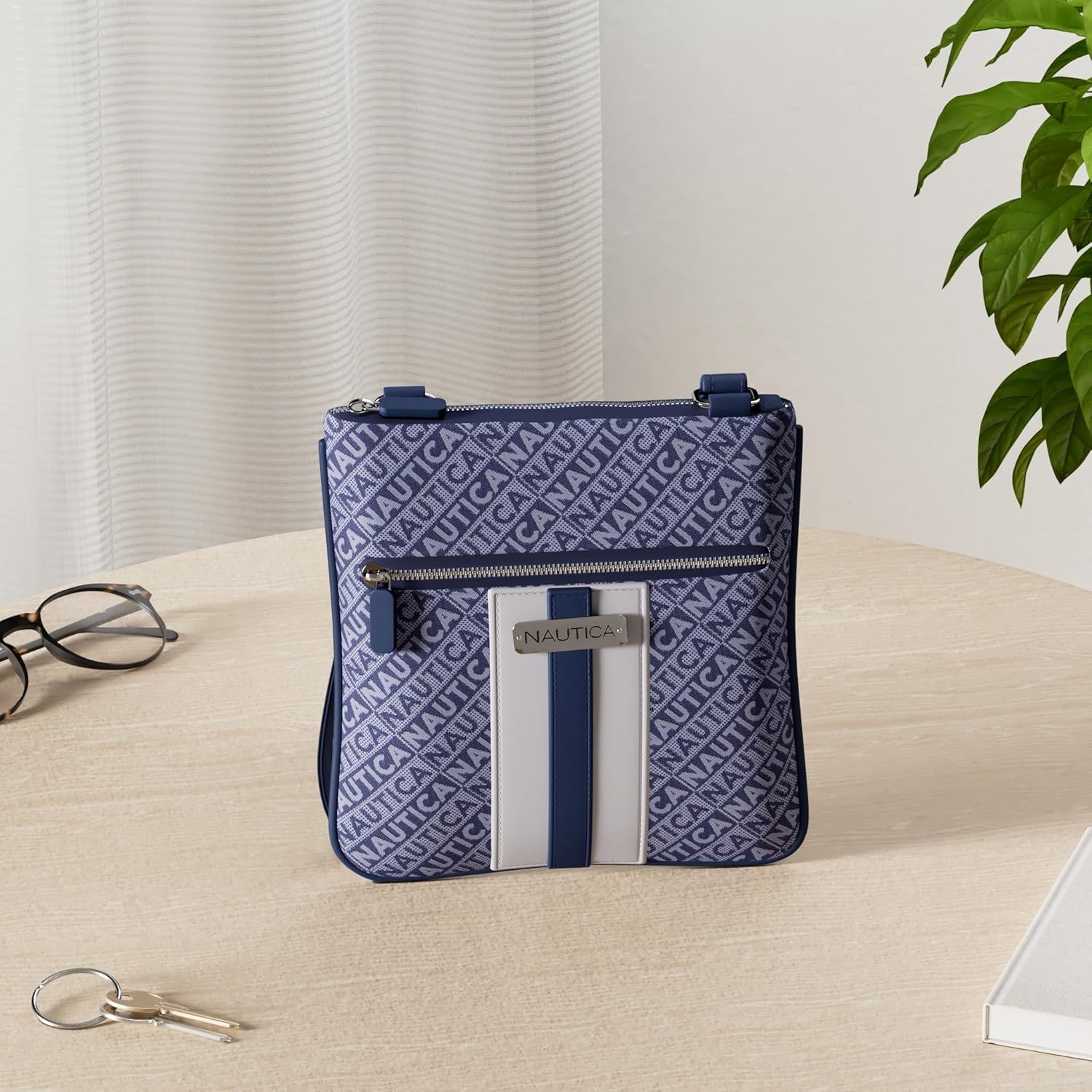 image:imageNautica Womens Lakeside Signature North South Crossbody BagIndigo