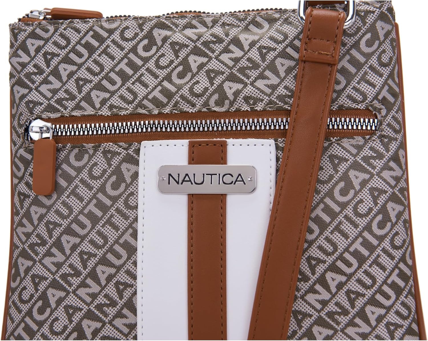 image:imageNautica Womens Lakeside Signature North South Crossbody BagKhaki