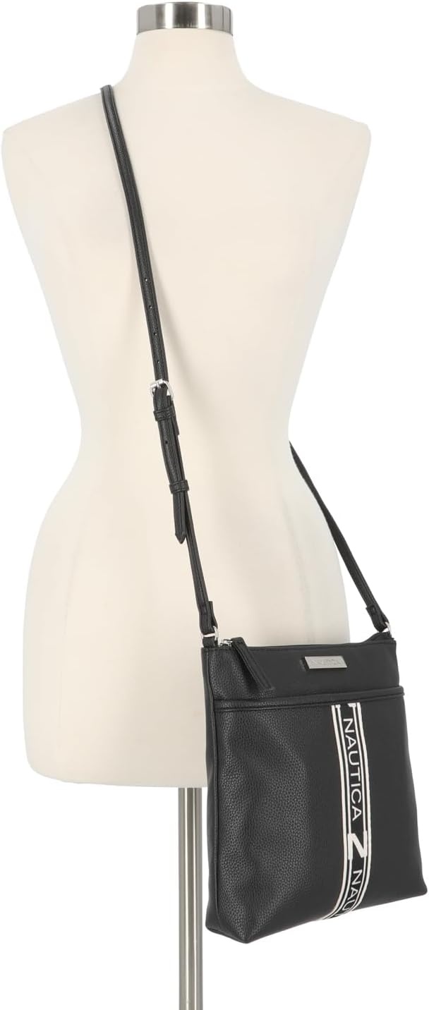 image:imageNautica Womens Lakeside Signature North South Crossbody BagLinked Black
