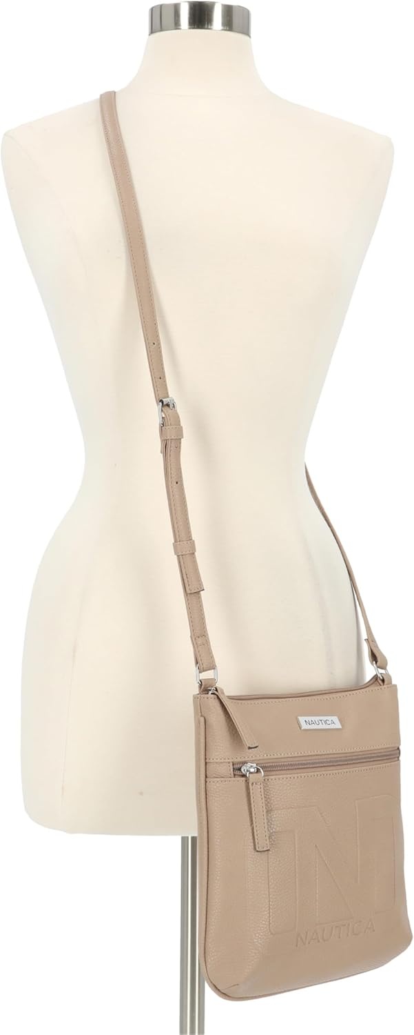 image:imageNautica Womens Lakeside Signature North South Crossbody BagMushroom Bannerman