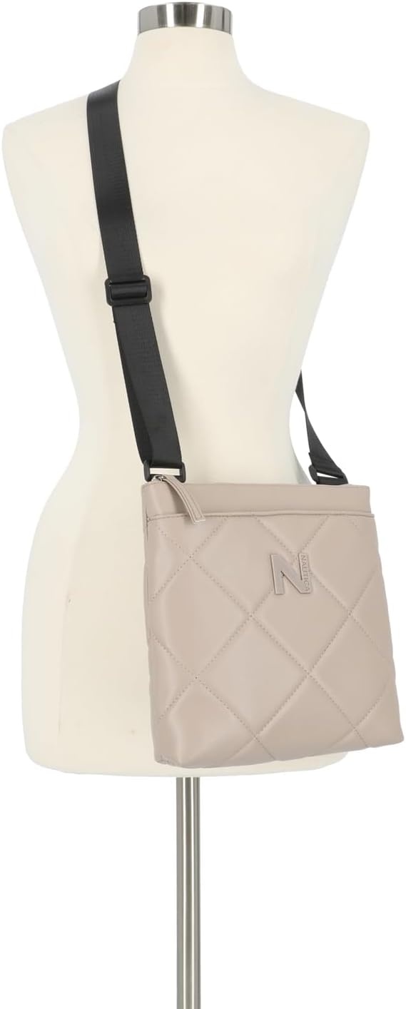image:imageNautica Womens Lakeside Signature North South Crossbody BagMushroom Marquise Quilt