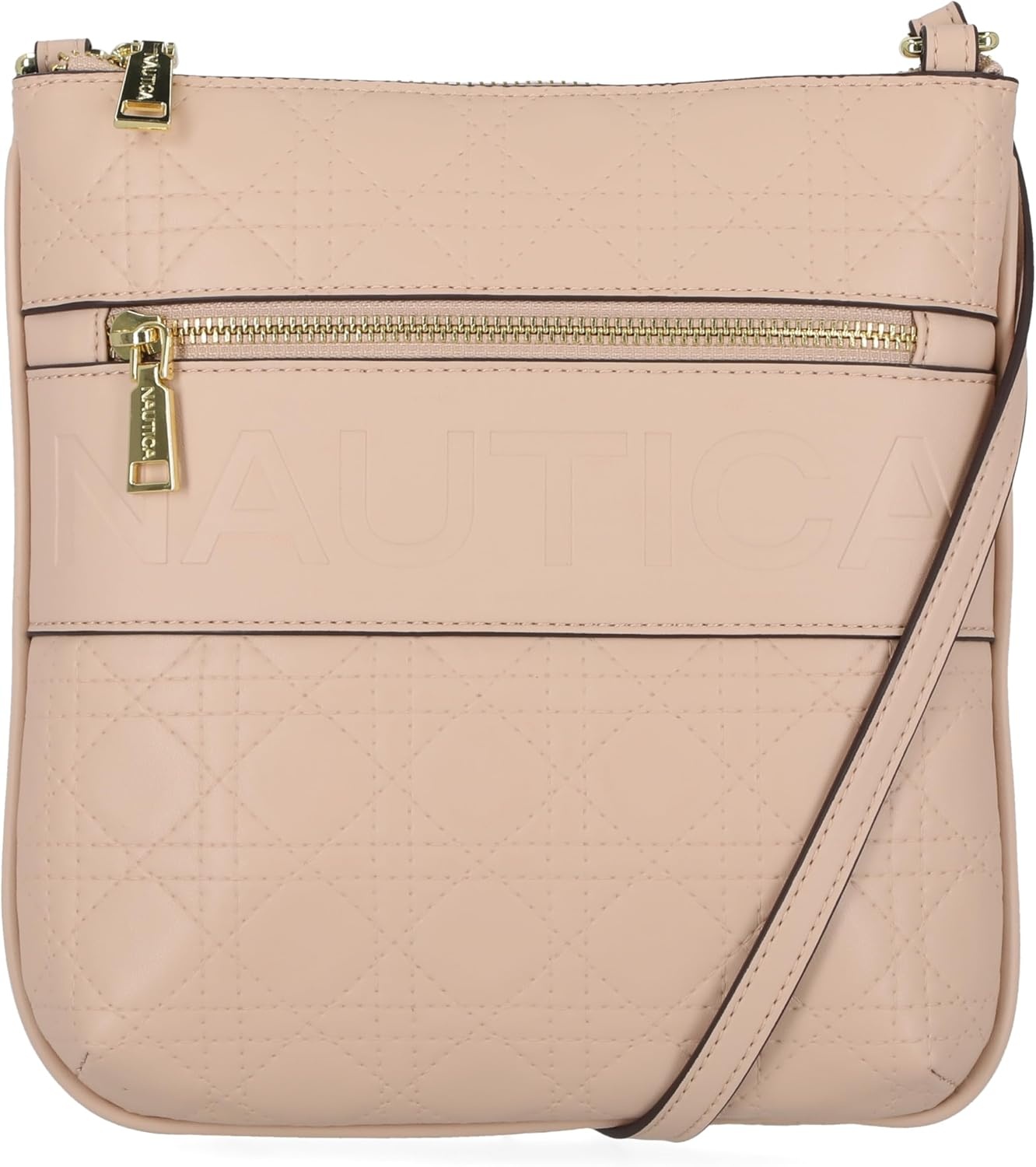 image:imageNautica Womens Lakeside Signature North South Crossbody BagNude Lattice Quilt