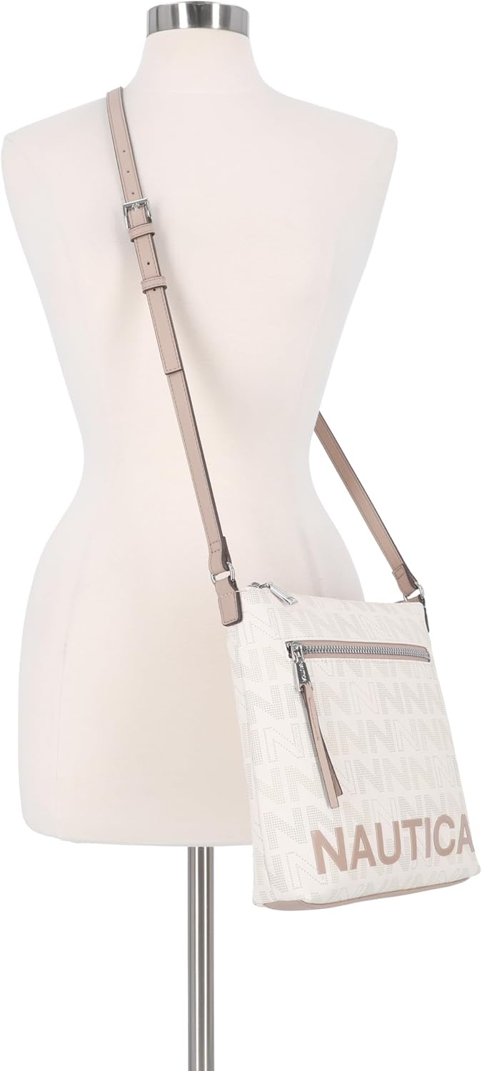 image:imageNautica Womens Lakeside Signature North South Crossbody BagOuter Banks Bone Multi