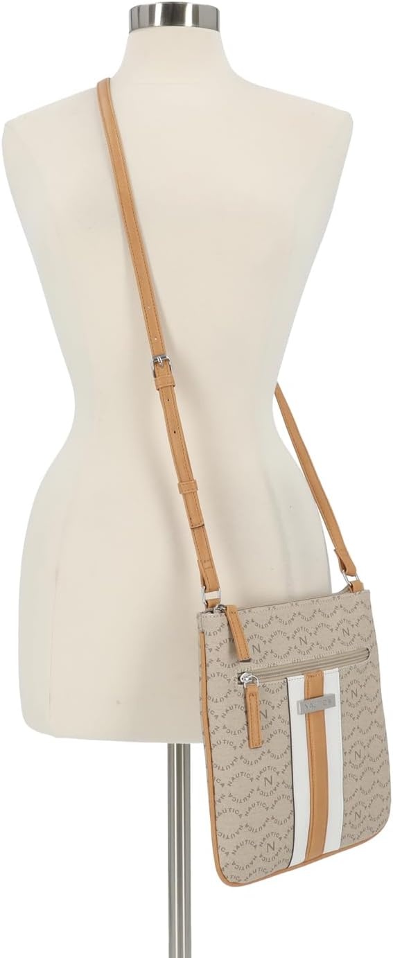 image:imageNautica Womens Lakeside Signature North South Crossbody BagPorthole Khaki