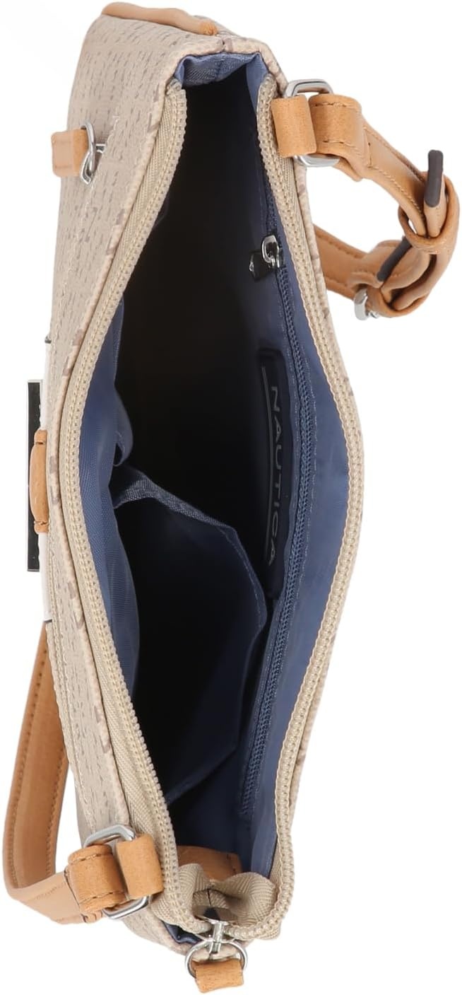 image:imageNautica Womens Lakeside Signature North South Crossbody BagPorthole Khaki