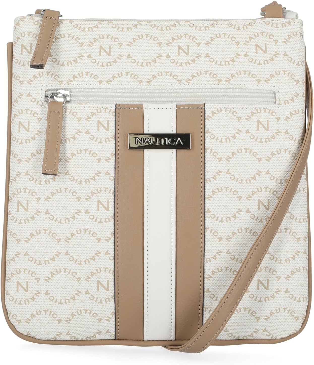 image:imageNautica Womens Lakeside Signature North South Crossbody BagPorthole White