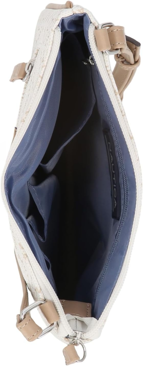 image:imageNautica Womens Lakeside Signature North South Crossbody BagPorthole White