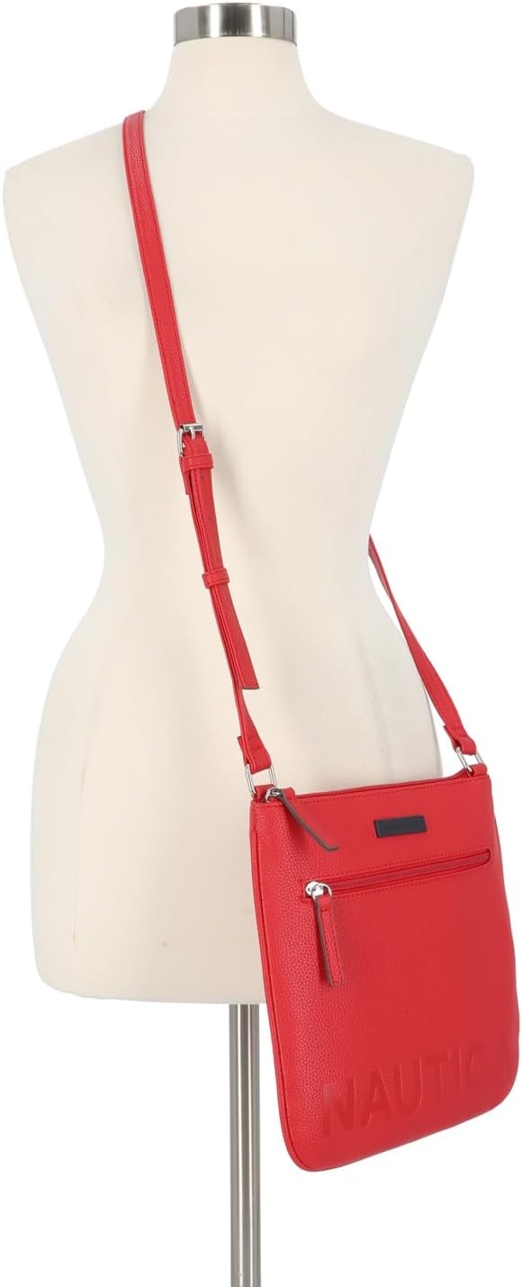 image:imageNautica Womens Lakeside Signature North South Crossbody BagRed