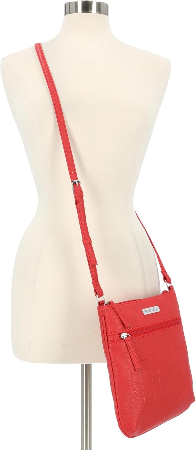 image:imageNautica Womens Lakeside Signature North South Crossbody BagRed Bannerman