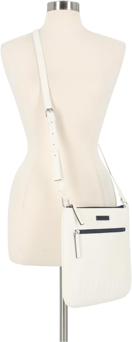 image:imageNautica Womens Lakeside Signature North South Crossbody BagWhite II