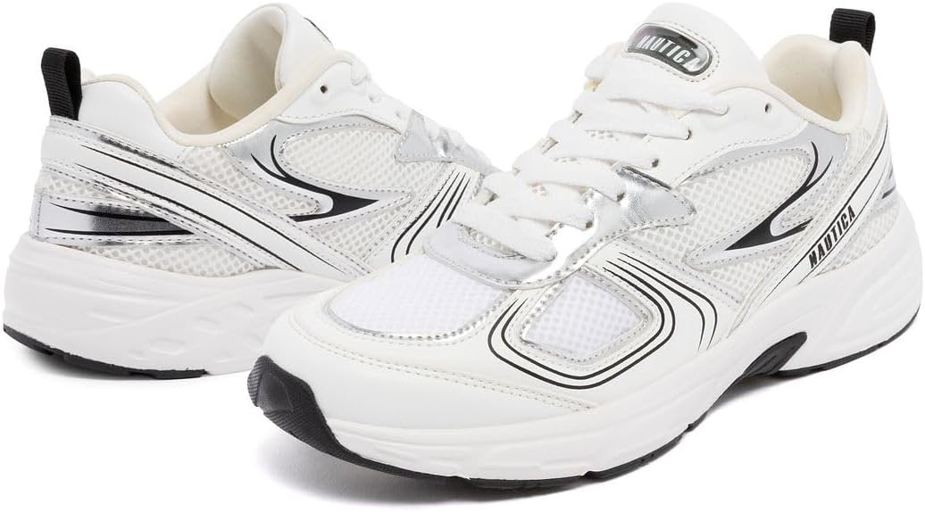 image:imageNautica Womens Lightweight Athletic Running SneakersWhite Black Silver