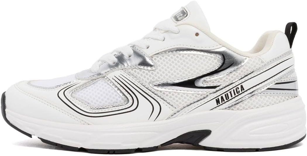 image:imageNautica Womens Lightweight Athletic Running SneakersWhite Black Silver