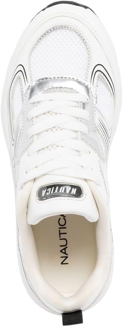 image:imageNautica Womens Lightweight Athletic Running SneakersWhite Black Silver