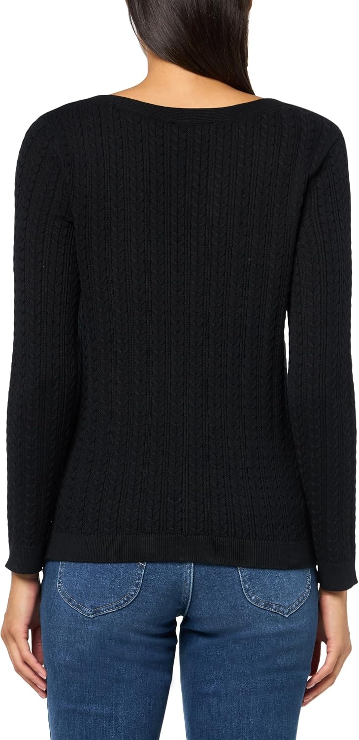 image:imageNautica Womens Long Sleeve Cable Boatneck SweaterBlack