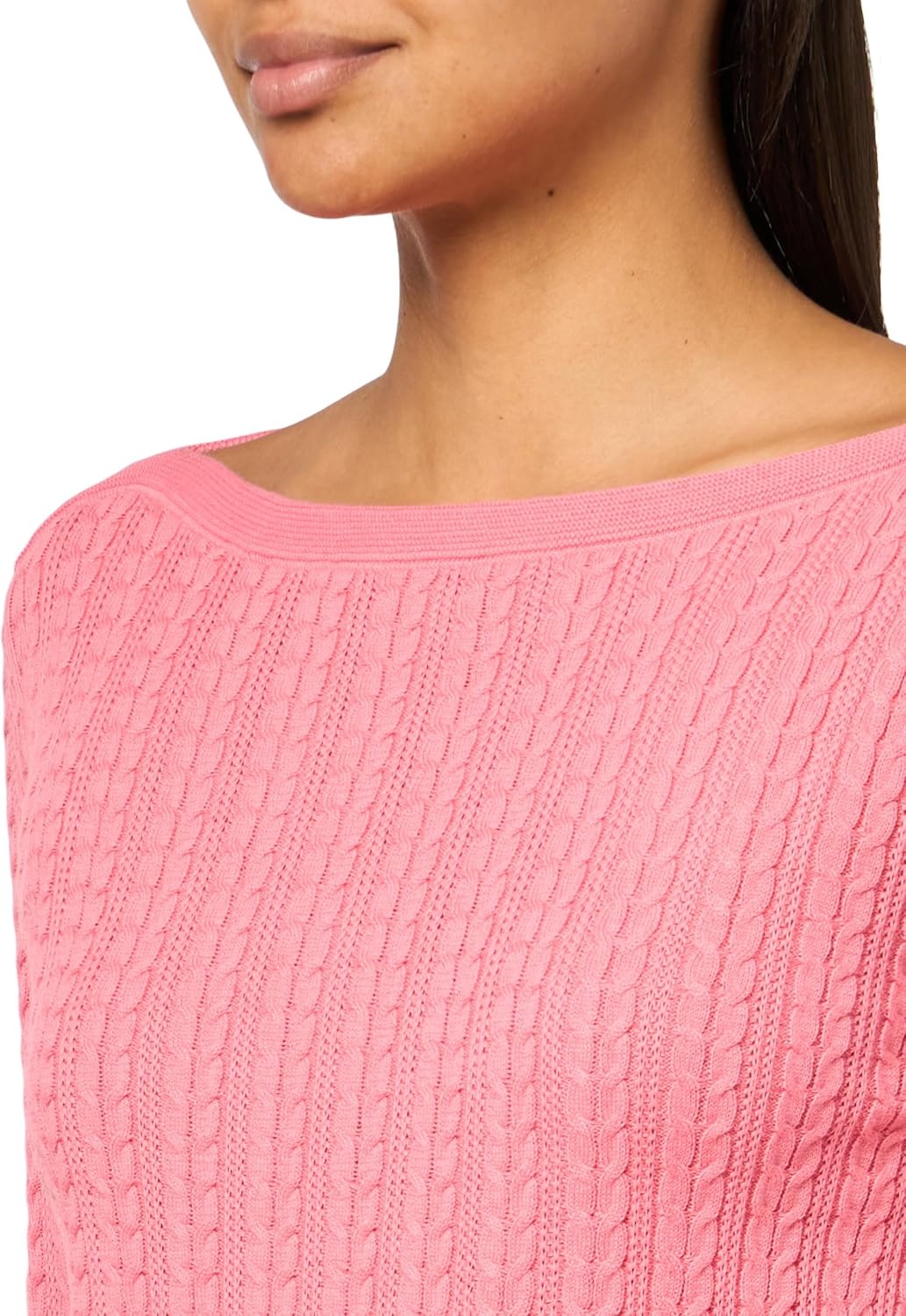 image:imageNautica Womens Long Sleeve Cable Boatneck SweaterConfetti