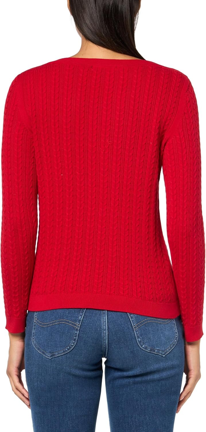 image:imageNautica Womens Long Sleeve Cable Boatneck SweaterHaute Red