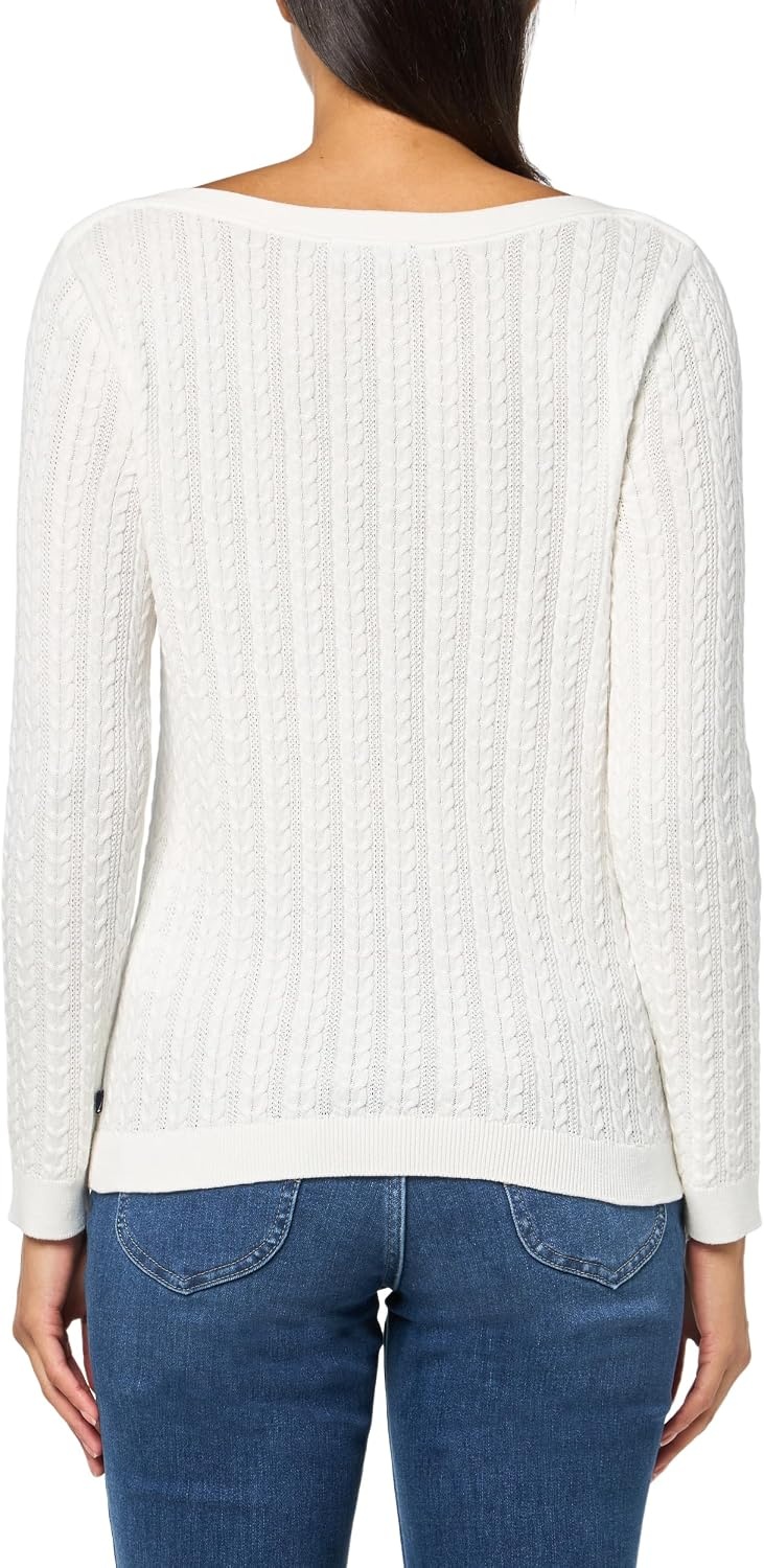 image:imageNautica Womens Long Sleeve Cable Boatneck SweaterIvory