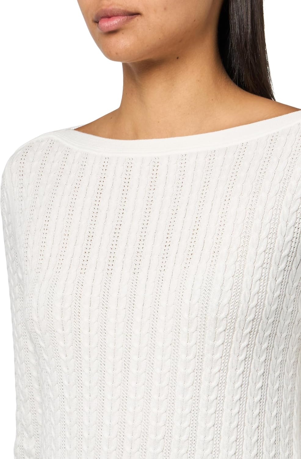 image:imageNautica Womens Long Sleeve Cable Boatneck SweaterIvory