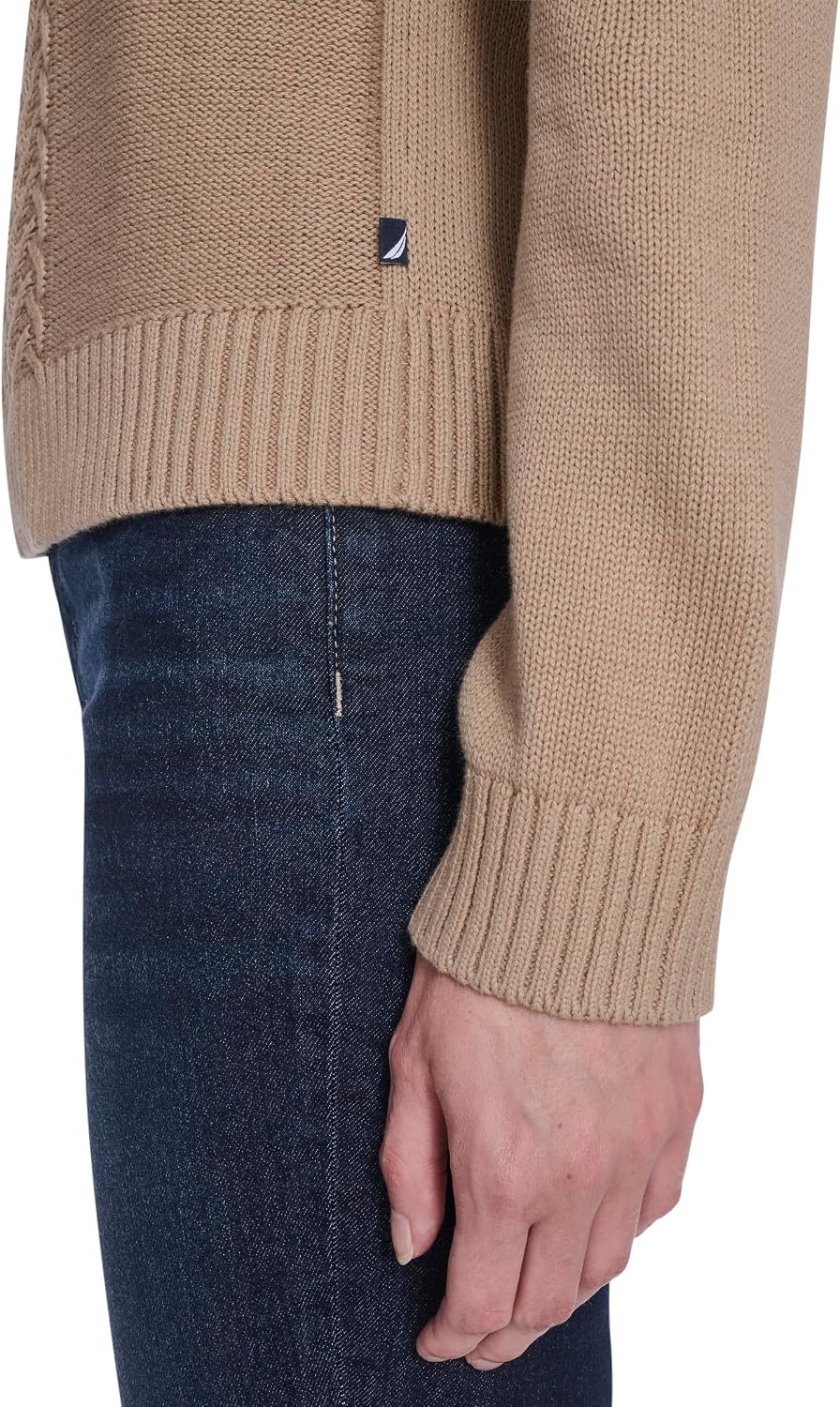 image:imageNautica Womens Long Sleeve Cable Crewneck SweaterCamel