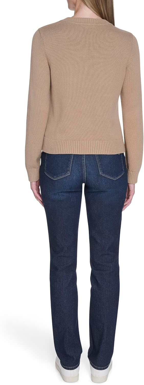 image:imageNautica Womens Long Sleeve Cable Crewneck SweaterCamel