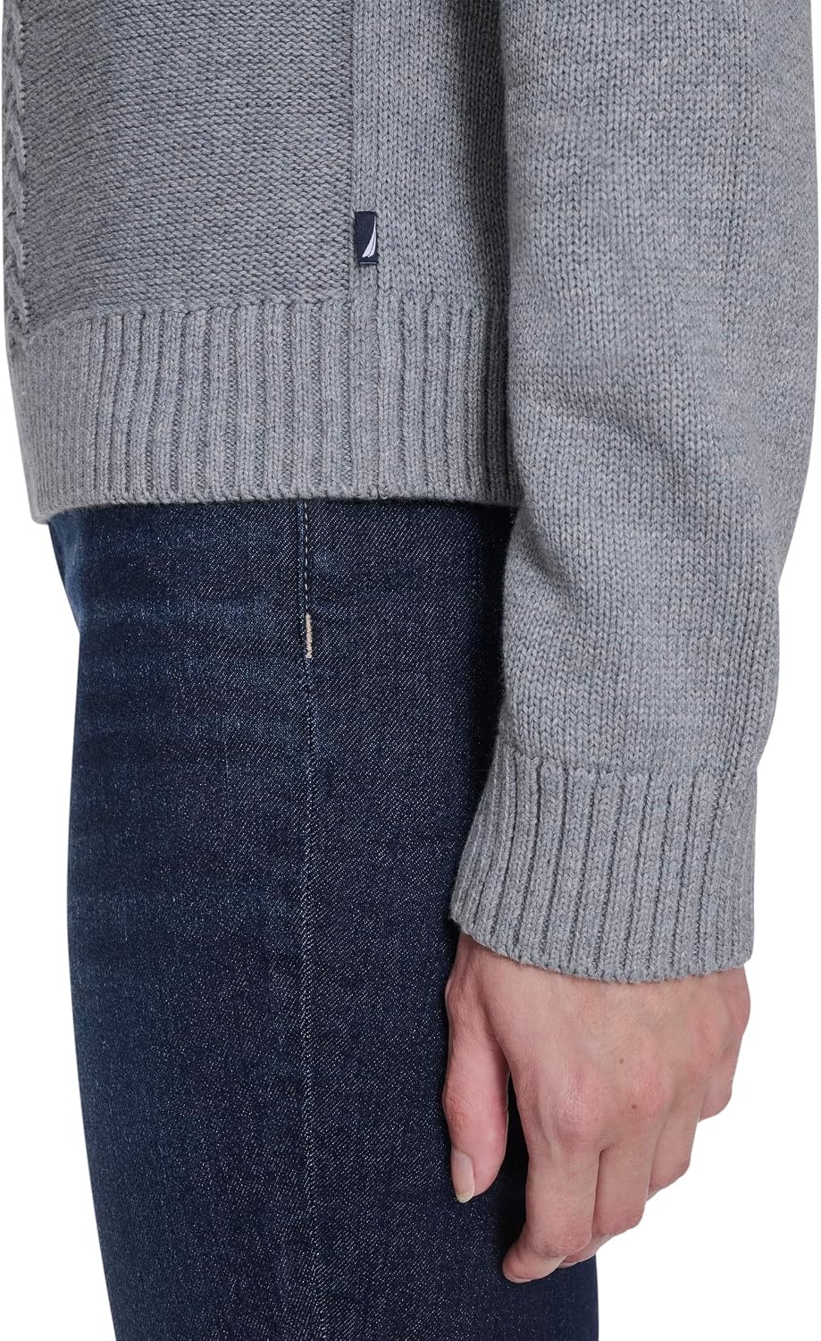 image:imageNautica Womens Long Sleeve Cable Crewneck SweaterMist Heather