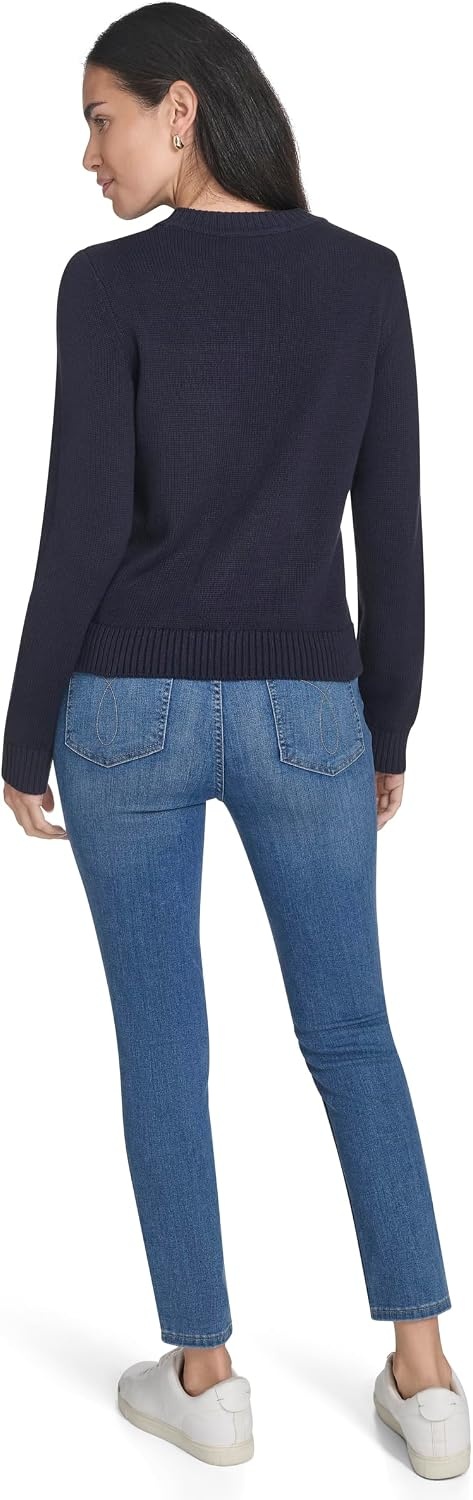 image:imageNautica Womens Long Sleeve Cable Crewneck SweaterNight Sky