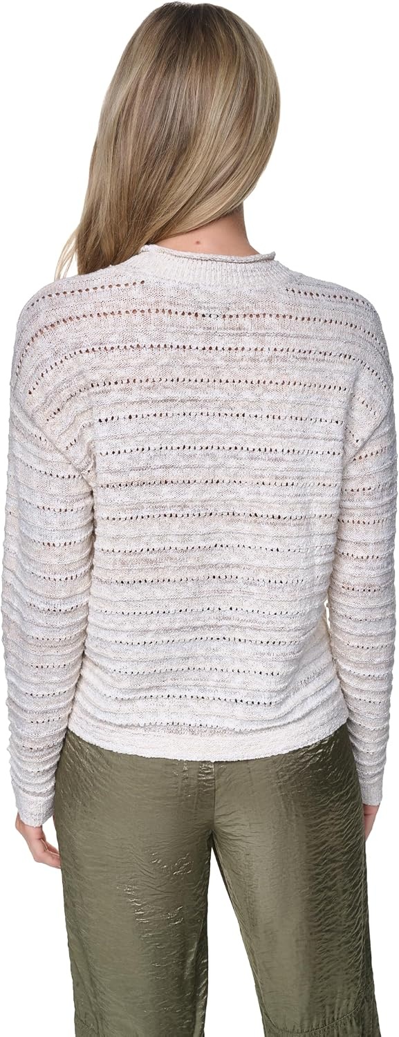 image:imageNautica Womens Long Sleeve Cable VNeck SweaterWhite Swan Multi
