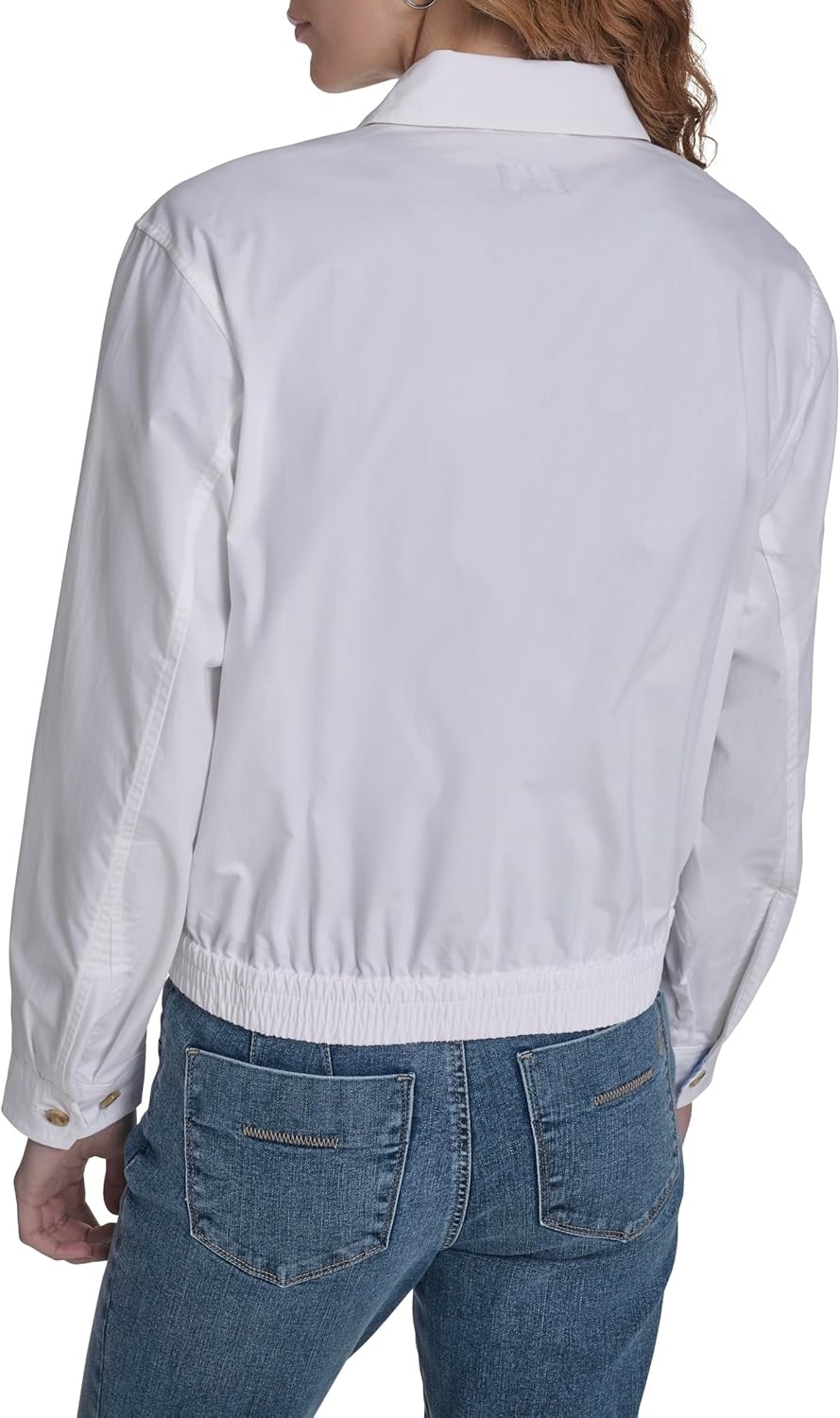 image:imageNautica Womens Long Sleeve Cotton Collared Zip Front JacketBright White