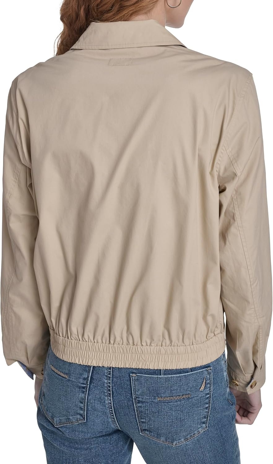 image:imageNautica Womens Long Sleeve Cotton Collared Zip Front JacketIrish Creme