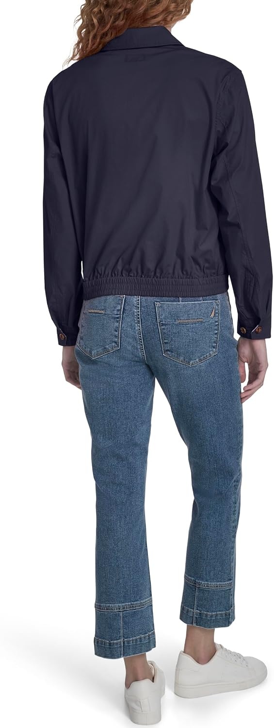 image:imageNautica Womens Long Sleeve Cotton Collared Zip Front JacketNight Sky
