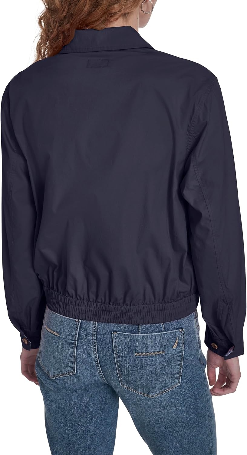 image:imageNautica Womens Long Sleeve Cotton Collared Zip Front JacketNight Sky
