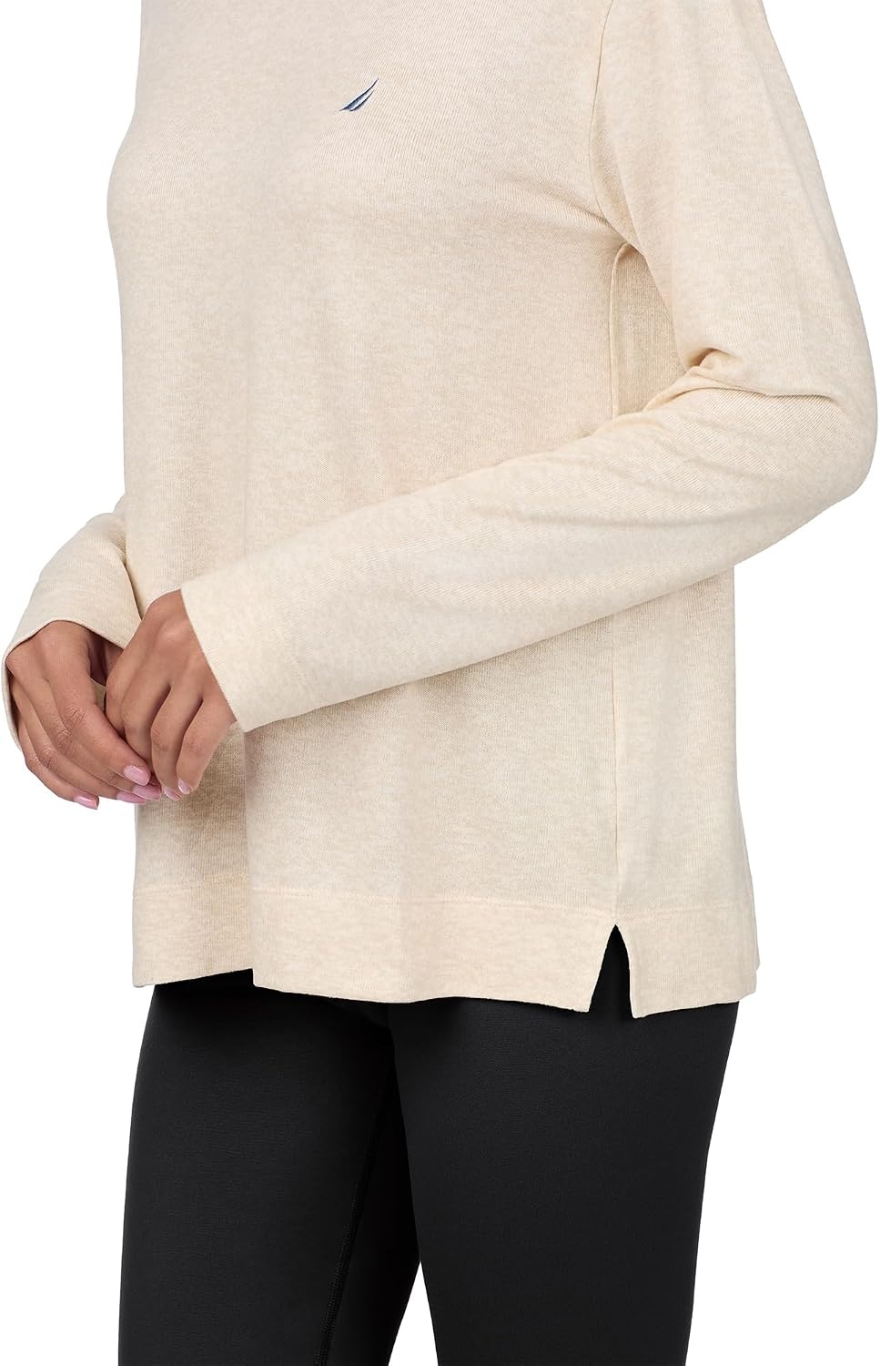 image:imageNautica Womens Long Sleeve Crewneck Pajama Top Lightweight Soft and Cozy PJ Shirt Sweater Knit Sleepwear amp LoungewearOatmeal Heather