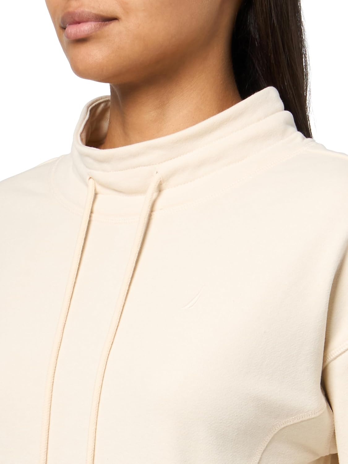 image:imageNautica Womens Long Sleeve Mock Neck Pullover SweatshirtWhite Swan